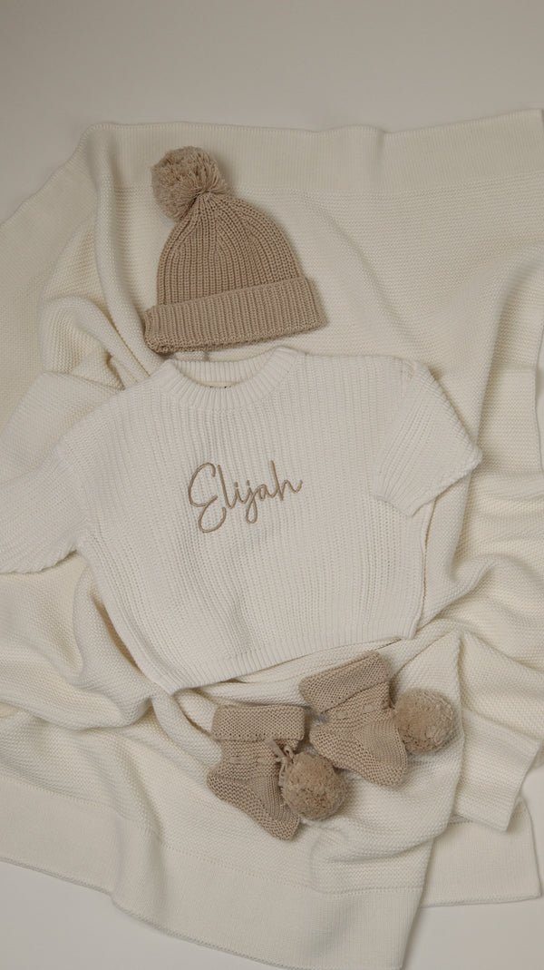 Chaussons tricotés pour bébé I I Beige