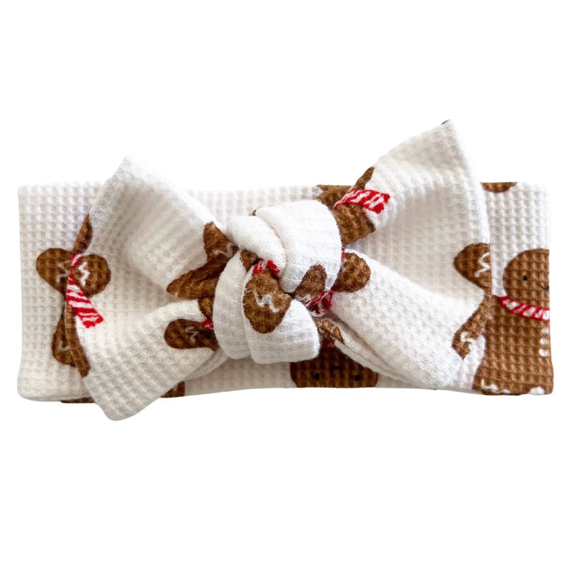 Organic Waffle Knot Bow I Gingerbread Man