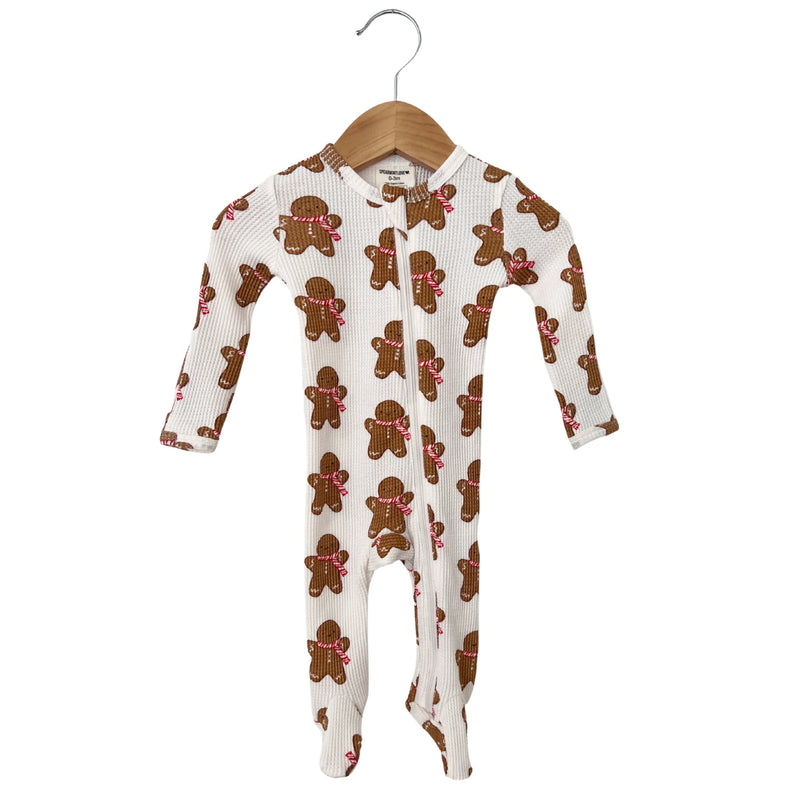 Basic Zip Organic Waffle Footie I Gingerbread Man