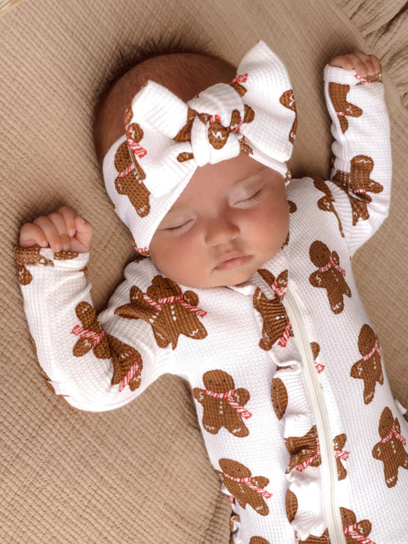 Organic Waffle Knot Bow I Gingerbread Man