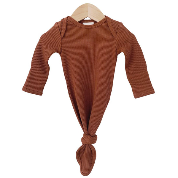 Organic Waffle Knotted Gown - Caramel-Knotted Gown-SpearmintLOVE-Mili & Lilies