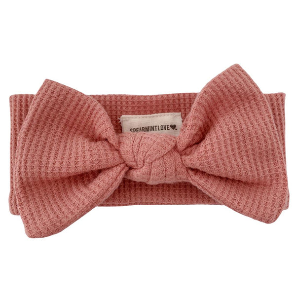 Organic Waffle Knot Bow - Dusty Rose-Knot Bow-SpearmintLOVE-Mili & Lilies