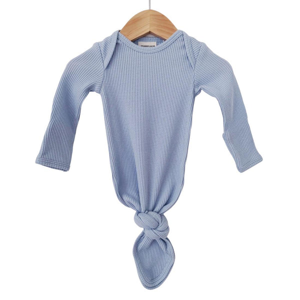 Organic Waffle Knotted Gown - Baby Blue-Knotted Gown-SpearmintLOVE-Mili & Lilies