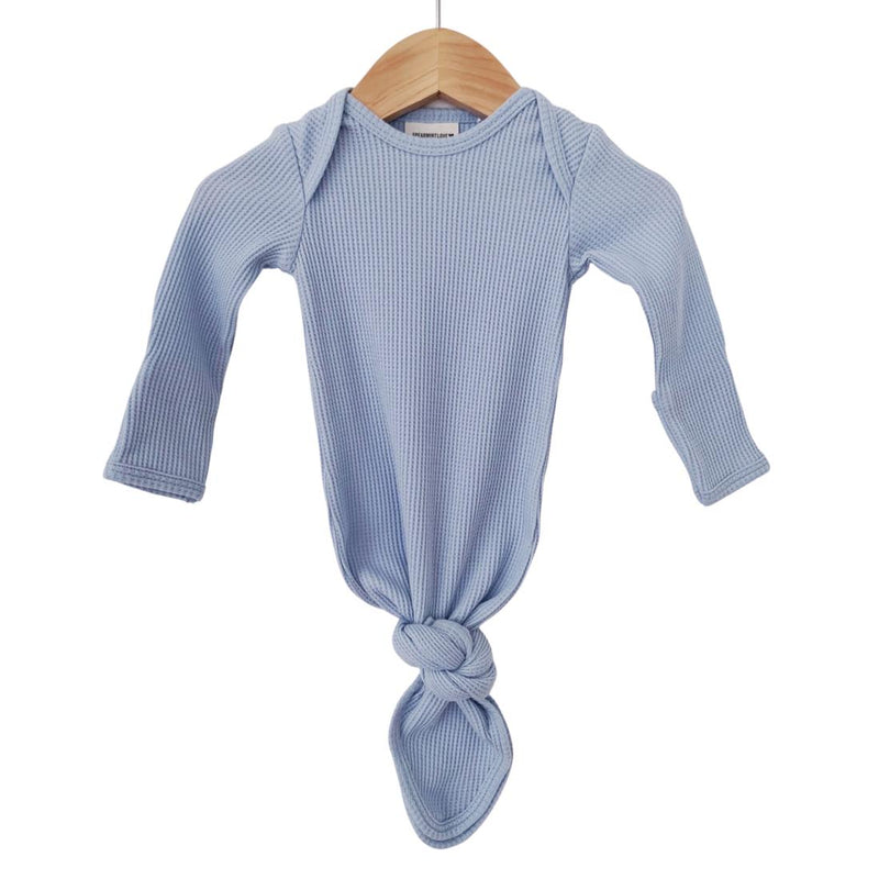 Organic Waffle Knotted Gown - Baby Blue-Knotted Gown-SpearmintLOVE-Mili & Lilies