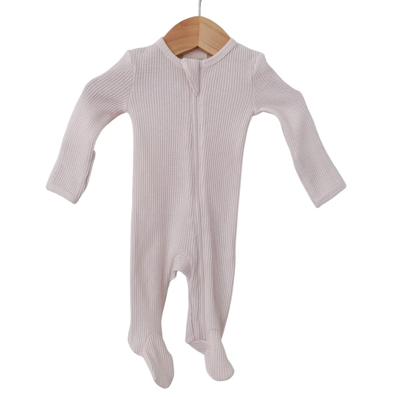 Basic Zip Organic Waffle Footie - Snow-Zip footie-SpearmintLOVE-Mili & Lilies