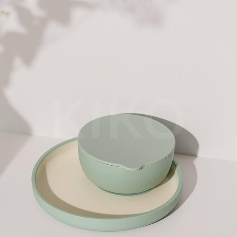 Silicone bowl and lid sage Kiko the label and mili and lilies 