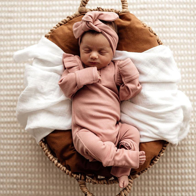 Personalized Embroidered Footed Pyjama - Rose-FOOTIE-Personalized Clothing-Mili & Lilies