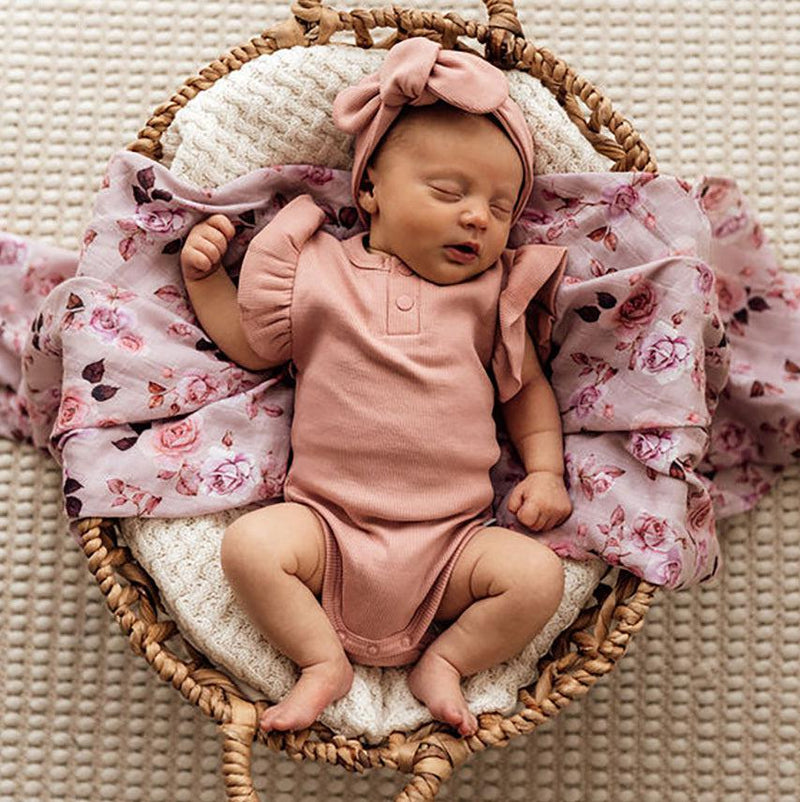Personalized Embroidered Short Sleeve Bodysuit - Rose-BODYSUIT-Personalized Clothing-Mili & Lilies