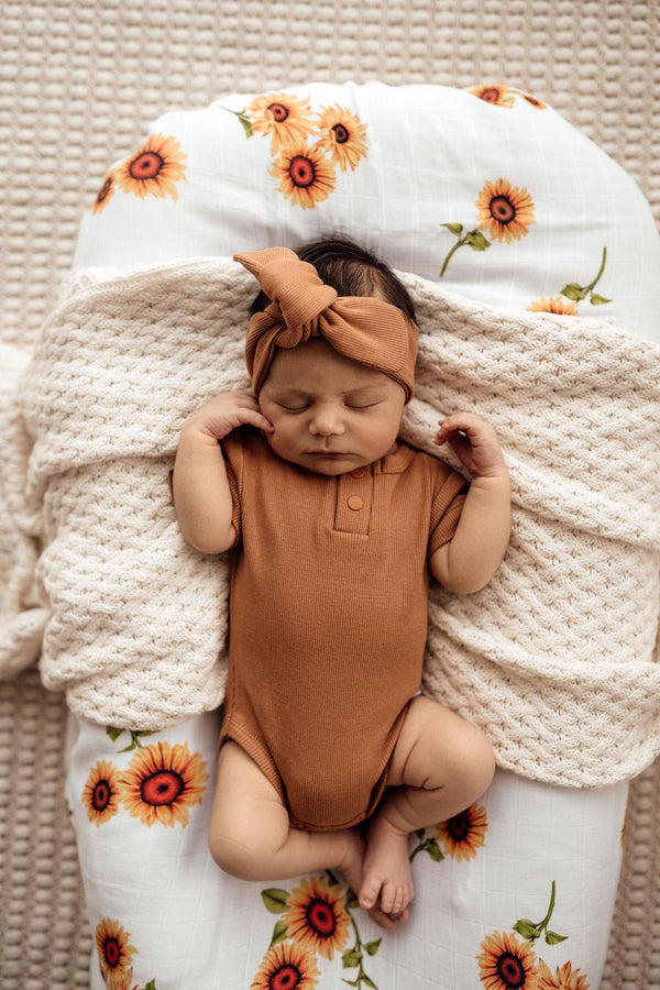 Personalized Embroidered Short Sleeve Bodysuit - Chestnut-BODYSUIT-Personalized Clothing-Mili & Lilies
