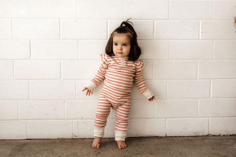 Footed Pyjama - Rose Stripe-FOOTIE-SNUGGLE HUNNY-Mili & Lilies