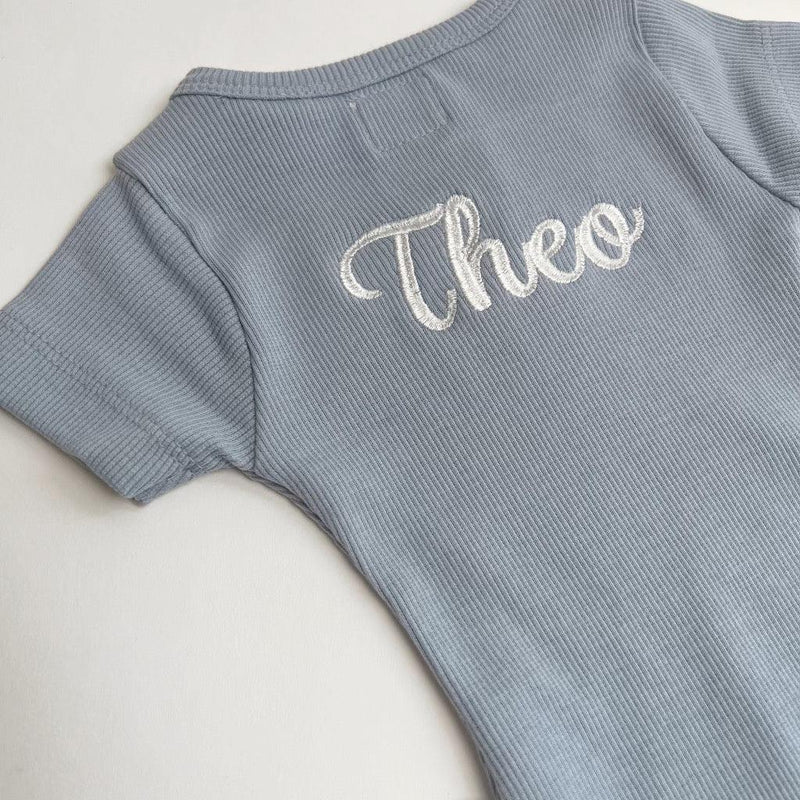 Personalized Embroidered Short Sleeve Bodysuit - Zen-BODYSUIT-Personalized Clothing-Mili & Lilies