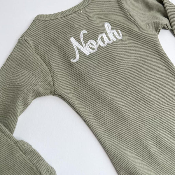 Personalized Embroidered Long Sleeve Bodysuit - Dewkist-BODYSUIT-Personalized Clothing-Mili & Lilies