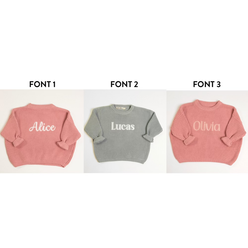 Personalized Embroidered Knit Sweater I Cinnamon