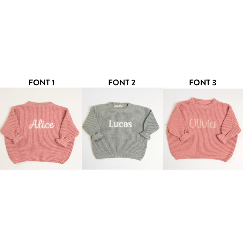 Personalized Embroidered Knit Sweater I Oatmeal