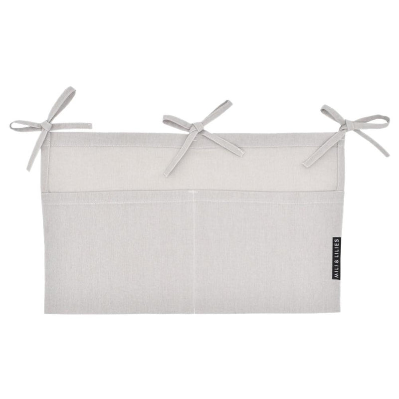 Linen Crib Organizer - Grey-LINEN CRIB ORGANIZER-MILI & LILIES-Mili & Lilies