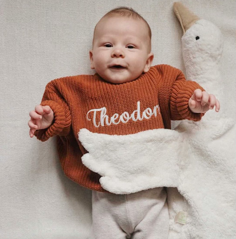 Personalized Embroidered Knit Sweater I Cinnamon