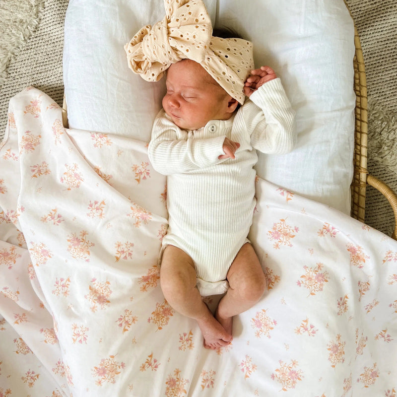 Jersey Swaddle - Fleur-SWADDLE SET-Little and Fern-Mili & Lilies