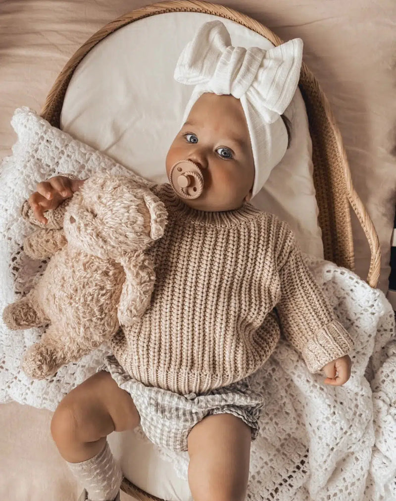 Skyla Wide Rib Oversized Topknot - White-Topknot-Little and Fern-Mili & Lilies