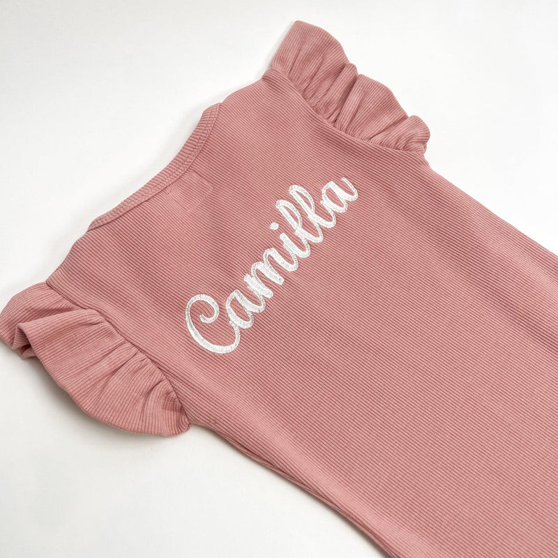 Personalized Embroidered Short Sleeve Bodysuit - Rose-BODYSUIT-Personalized Clothing-Mili & Lilies