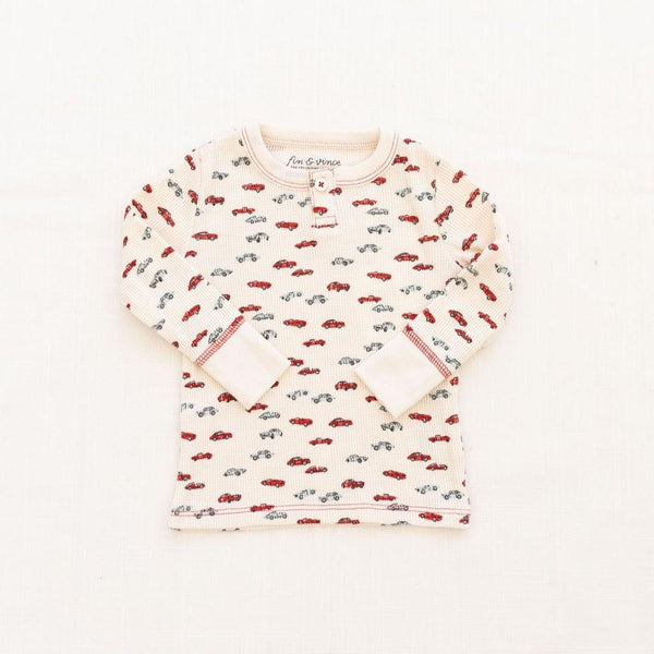 Waffle Henley Top Printed - Derby-Top-Fin and Vince-Mili & Lilies