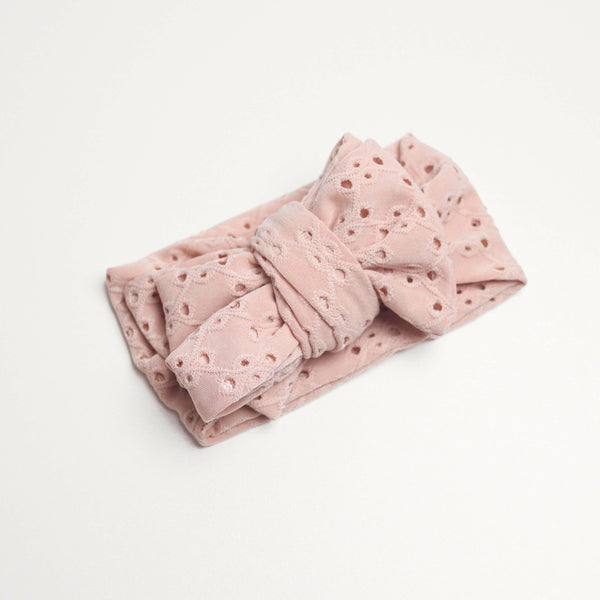 Bambi Eyelet Oversized Topknot - Pink-Topknot-Little and Fern-Mili & Lilies