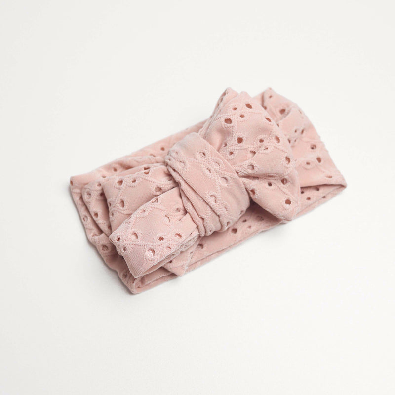 Bambi Eyelet Oversized Topknot - Pink-Topknot-Little and Fern-Mili & Lilies