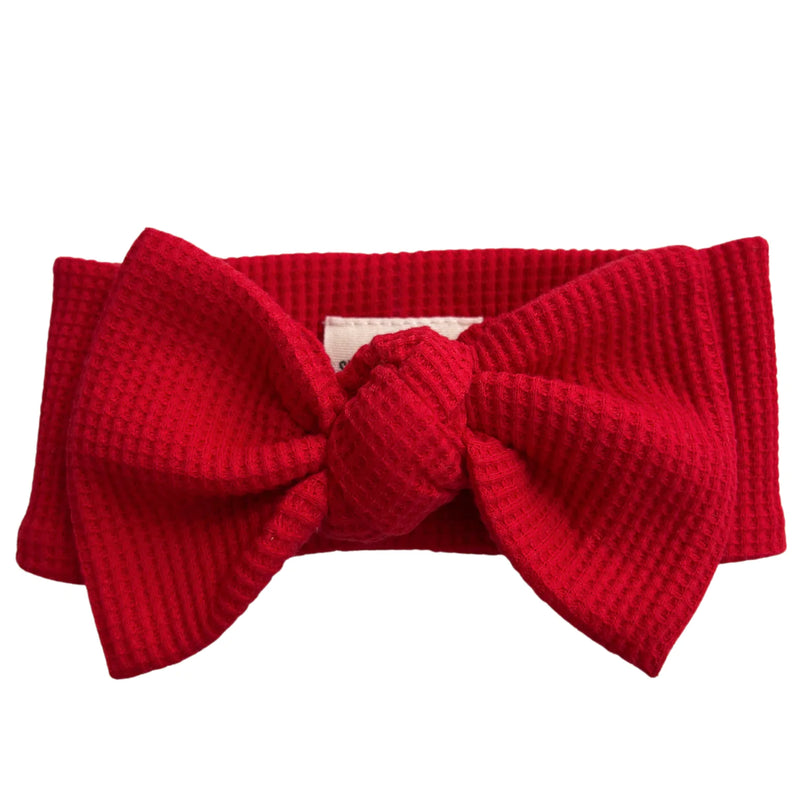 Organic Waffle Knot Bow - Red