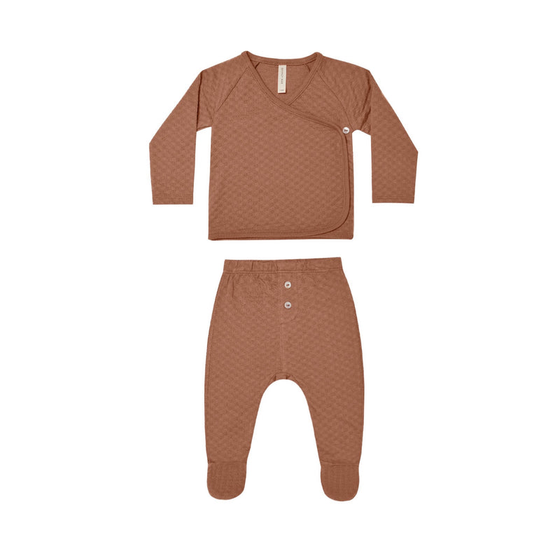 Pointelle Wrap Top + Pant Set - Clay-Top and Bottom Set-QUINCY MAE-Mili & Lilies