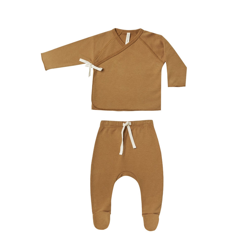 Kimono Top With Footed Pant Set - Walnut-KIMONO SET-QUINCY MAE-Mili & Lilies