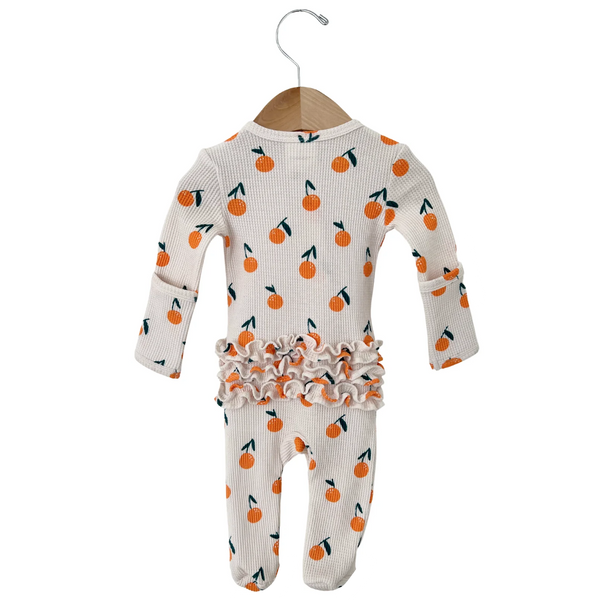 Pyjama Zip Gaufé À Volants Biologique - Oranges