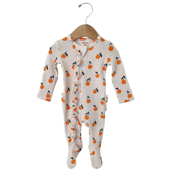 Pyjama Zip Gaufé À Volants Biologique - Oranges