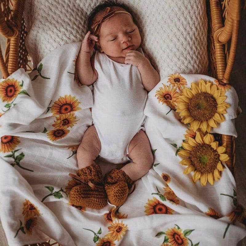 Organic Muslin Wrap - Sunflower-MUSLIN SWADDLE-SNUGGLE HUNNY-Mili & Lilies