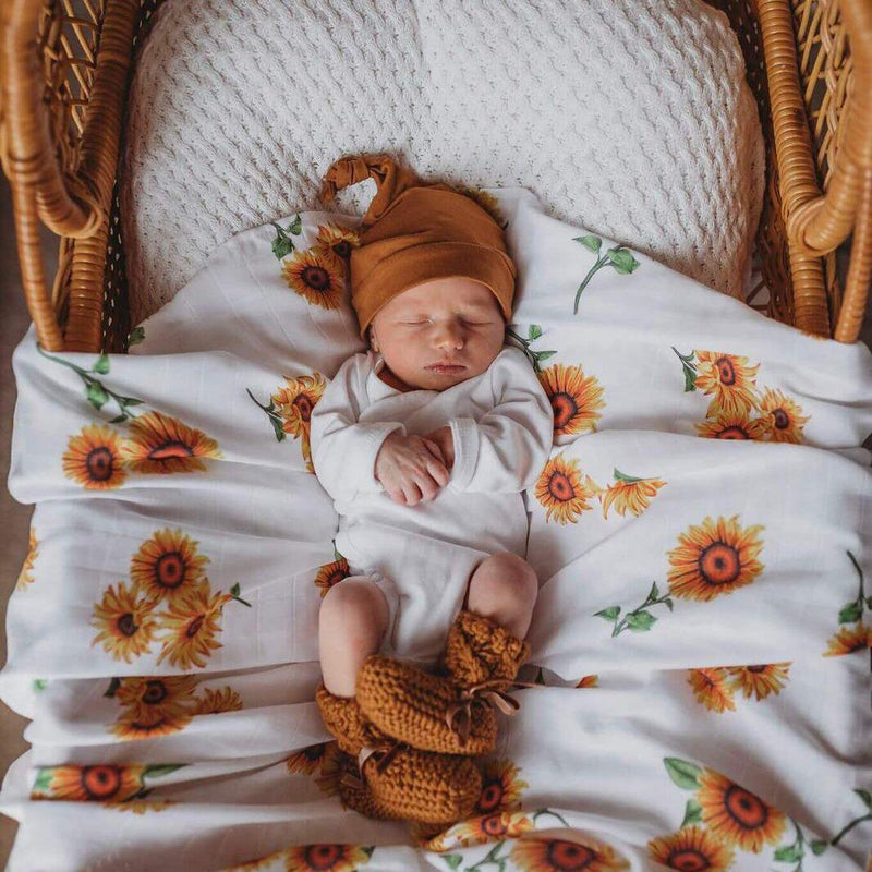 Organic Muslin Wrap - Sunflower-MUSLIN SWADDLE-SNUGGLE HUNNY-Mili & Lilies