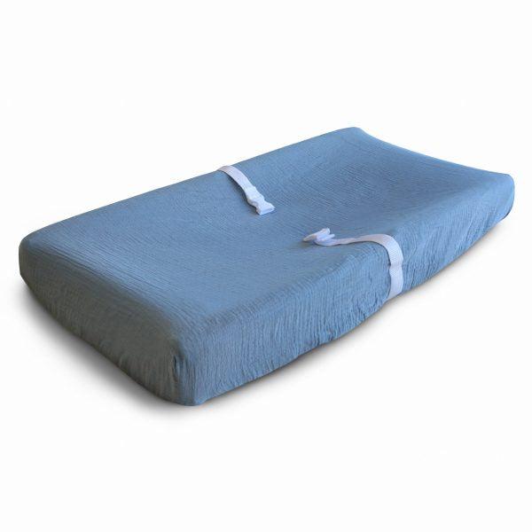 Extra Soft Muslin Changing Pad Cover - Tradewinds-CHANGING PAD COVER-Mushie-Mili & Lilies