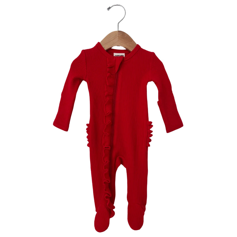 SPEARMINTLOVE RED FOOTIES RUFFLE CANADA MILI AND LILIES 