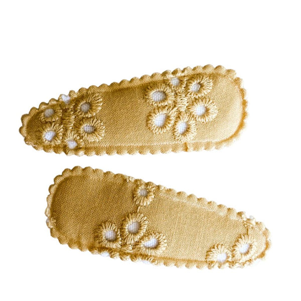 Fabric Snap Clips | Twin Packs - Mustard Broderie-CLIP-Little and Fern-Mili & Lilies