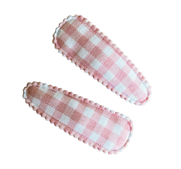 Fabric Snap Clips | Twin Packs - Pink Gingham-CLIP-Little and Fern-Mili & Lilies