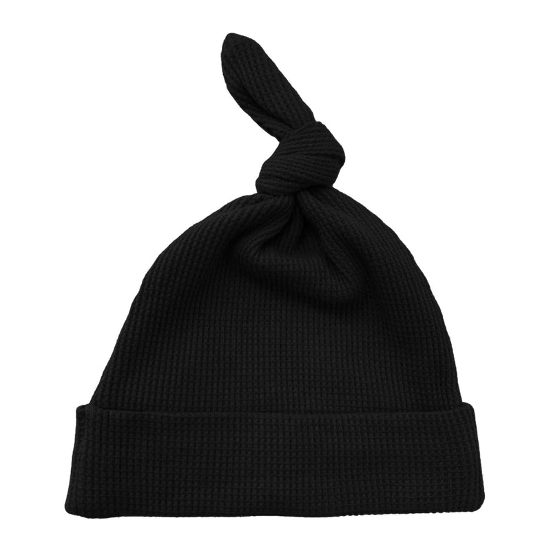 Organic Waffle Knot Beanie - Black-KNOTTED HAT-SpearmintLOVE-Mili & Lilies