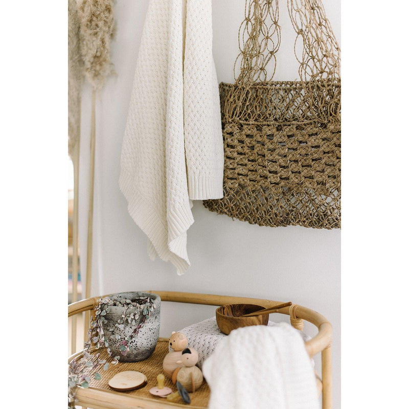 Diamond Knit Baby Blanket - Cream-BLANKET-SNUGGLE HUNNY-Mili & Lilies