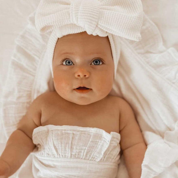 Ruffled Swaddle - Milk-BLANKET-Little B's-Mili & Lilies