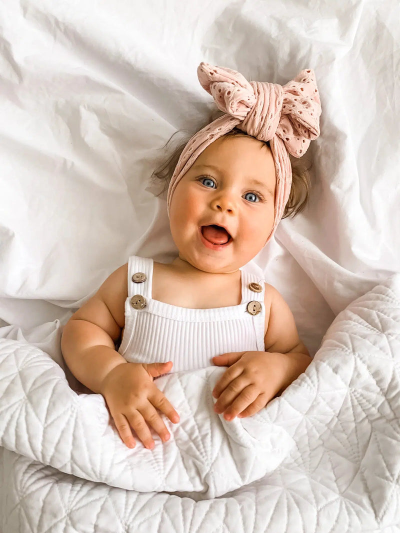 Bambi Eyelet Oversized Topknot - Pink-Topknot-Little and Fern-Mili & Lilies