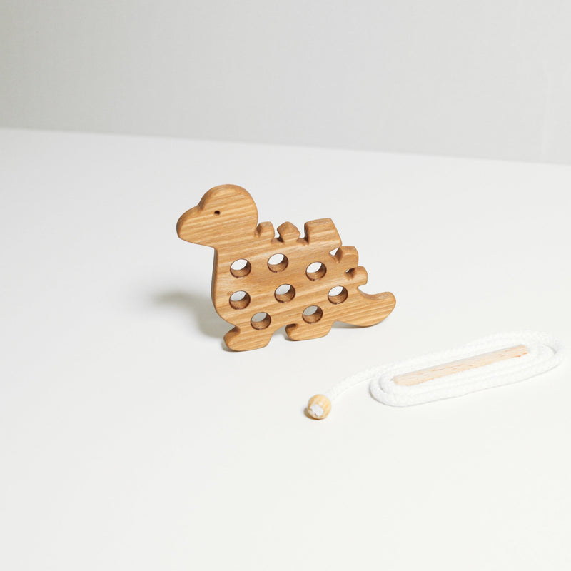 Wooden Lacing Toy - Dinosaur-Lacing toy-Mili & Lilies-Mili & Lilies