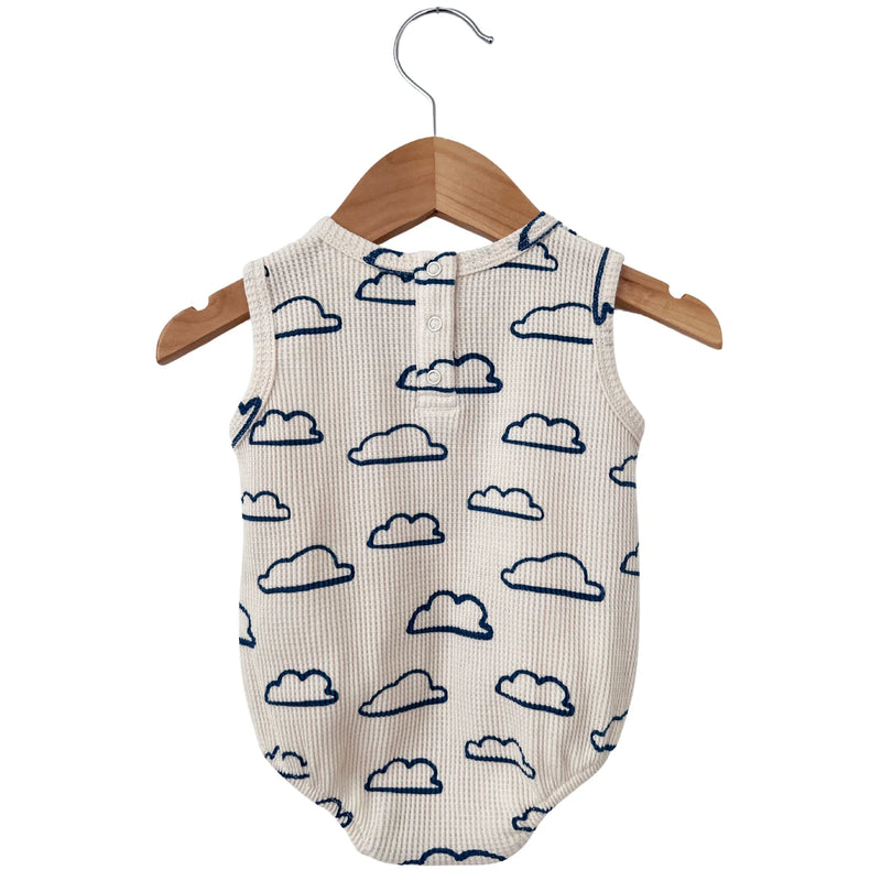 Organic Waffle Bubble Romper - Cloud